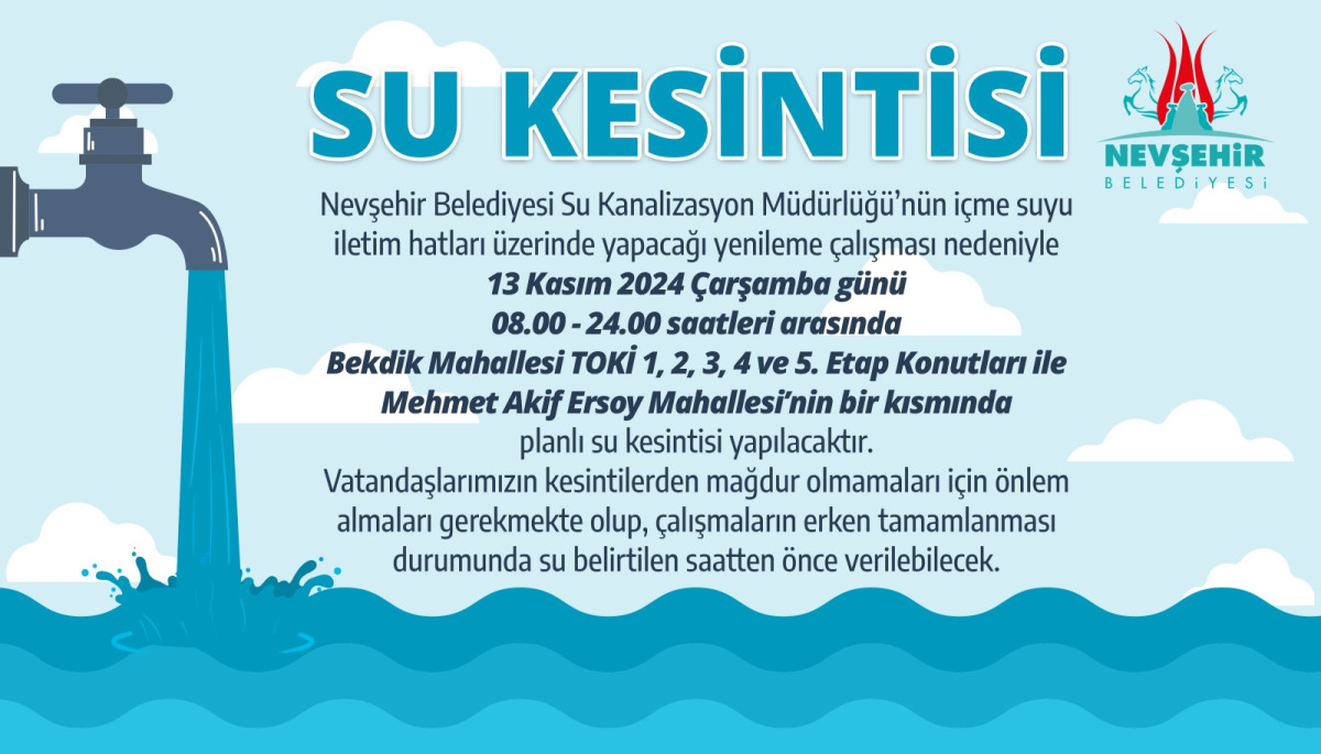 2 MAHALLEDE PLANLI SU KESİNTİSİ